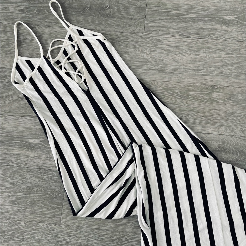 Long summer dress with stripes
